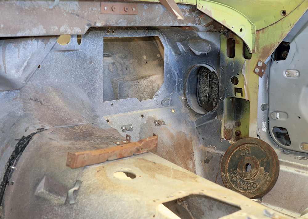 view of the interior from the passenger side of the firewall