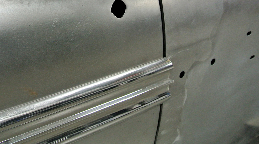close up of trim along car door