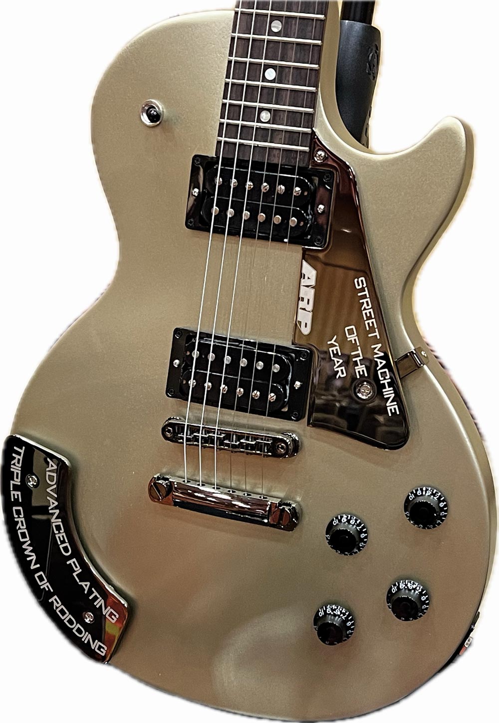 close up of electric guitar trophy
