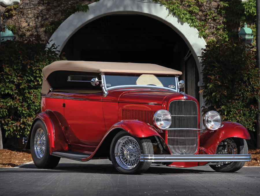 Ken Reister Brookville Roadster’s 1932 Ford phaeton painted candy apple red