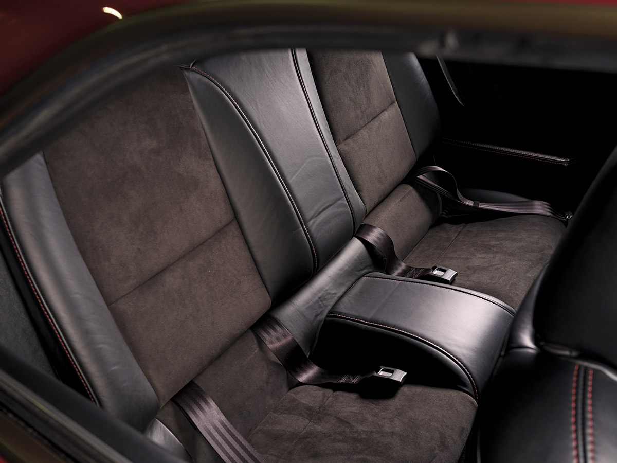rear seating in the red Pontiac GTO