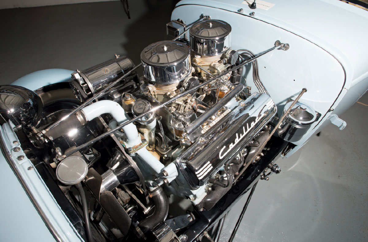 331ci Cadillac V-8 engine under 1932 Ford Roadster hood