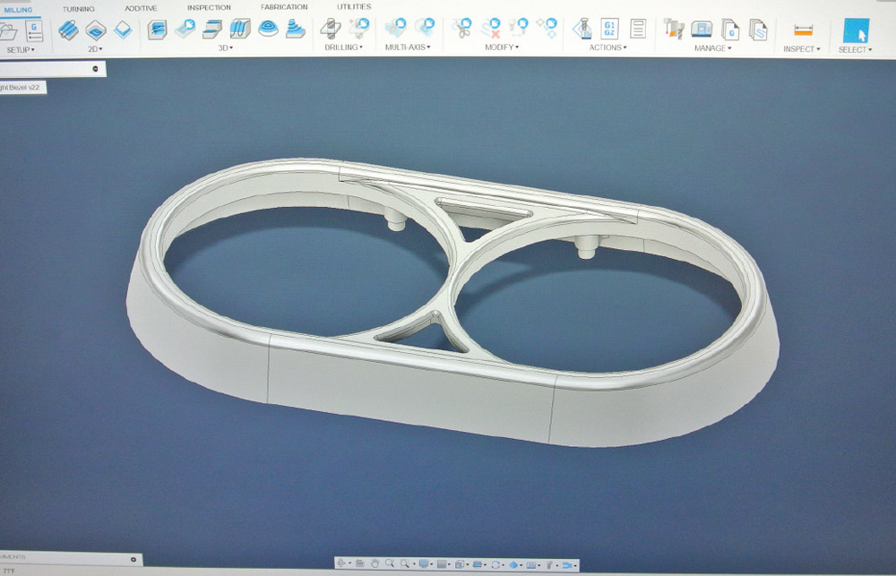 3D CAD design of a headlight bezel for a 1959 Chevy Impala created in Autodesk Fusion 360