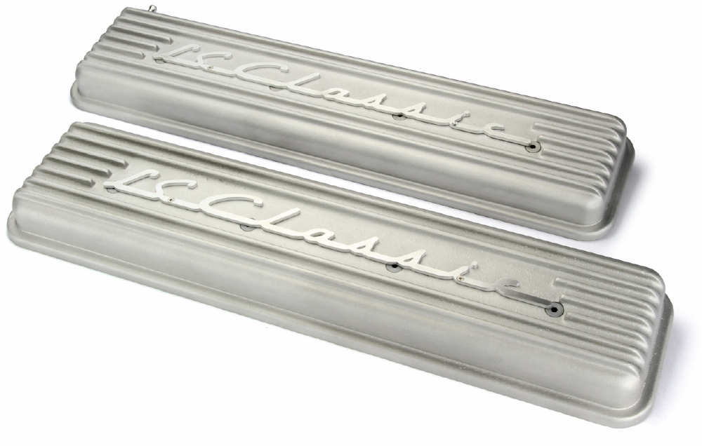 cast aluminum valve covers with LS Classic logo for a retro-modern style on LS engines
