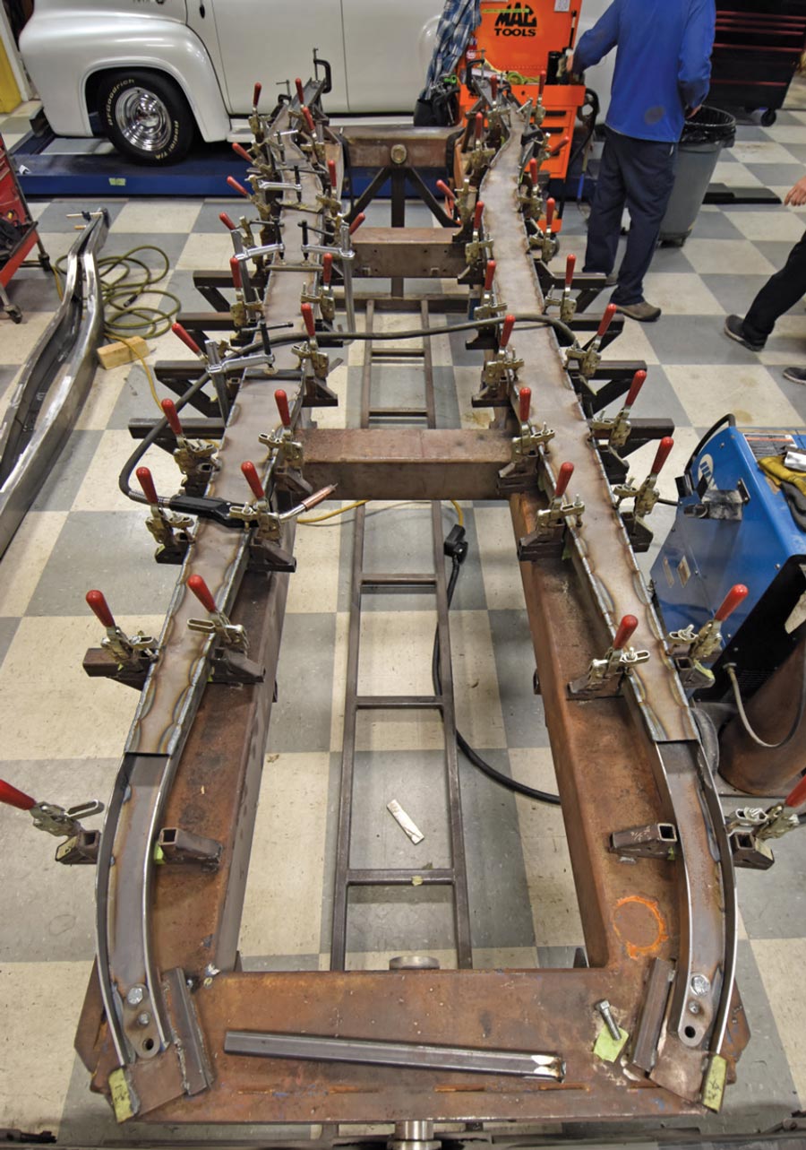 new framerails, secured in the JHRS frame fixture to be boxed