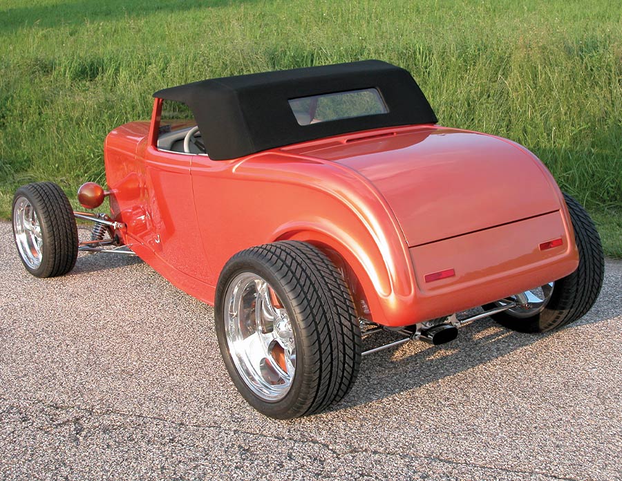 1932 Roadster, showcasing clean tail section and black canvas top