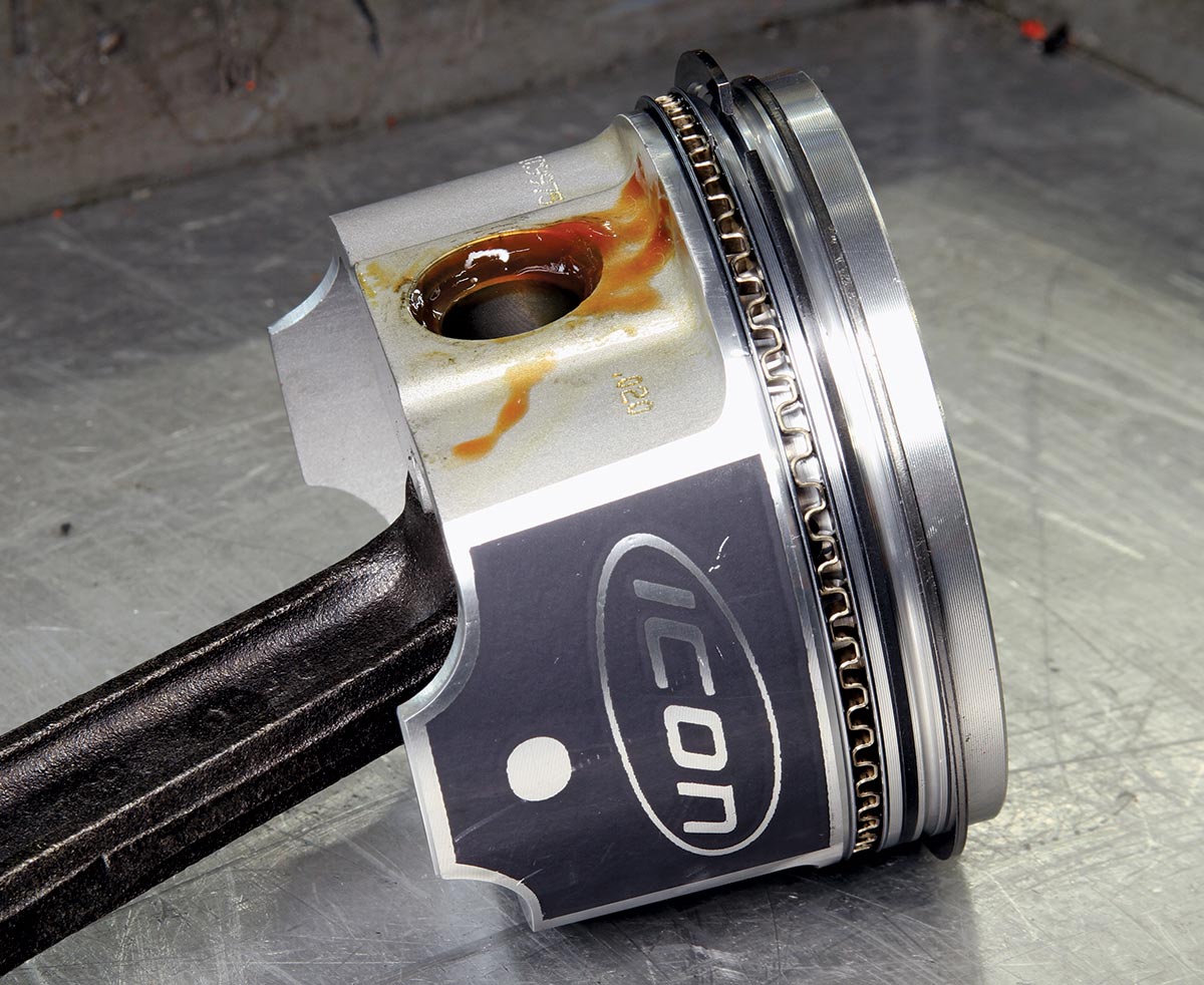 ICON forged piston for high-performance Mopar 340 build, with floating wrist pin
