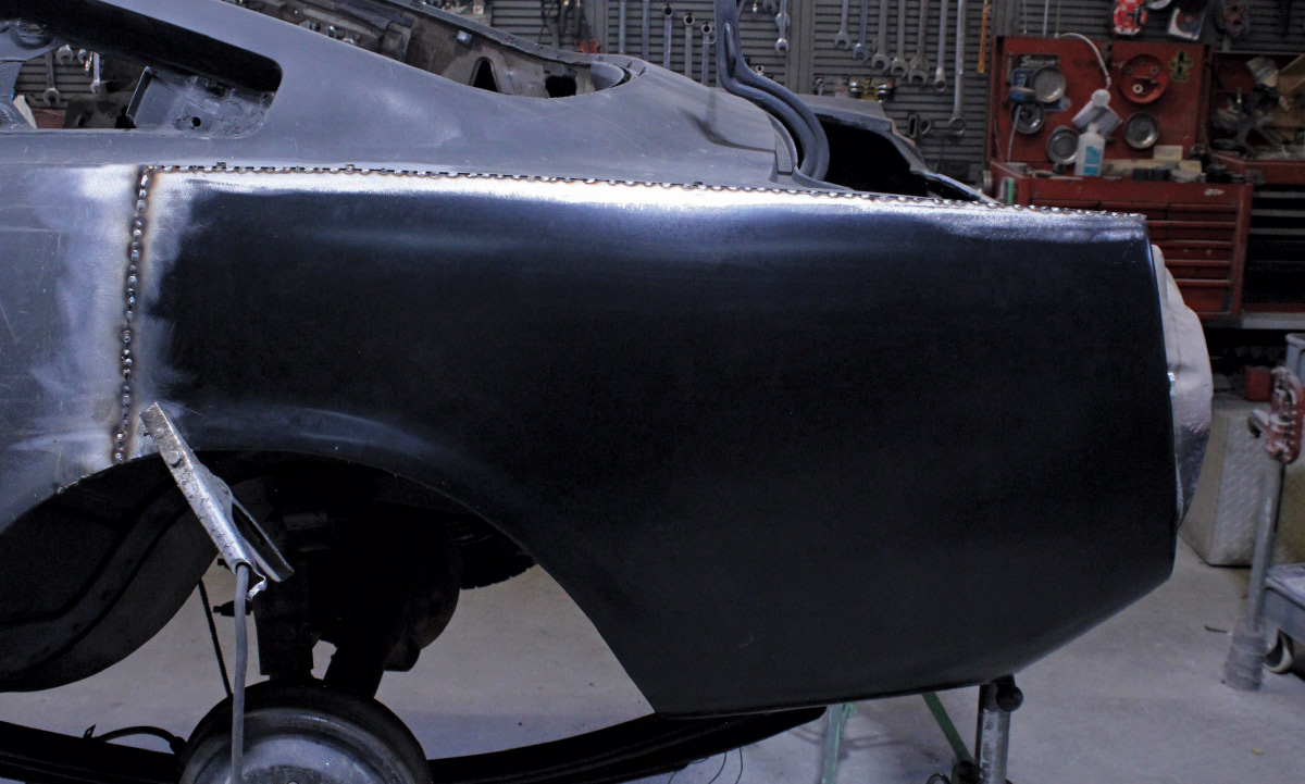 1965 mustang quarter panel fully stitch welded along seam