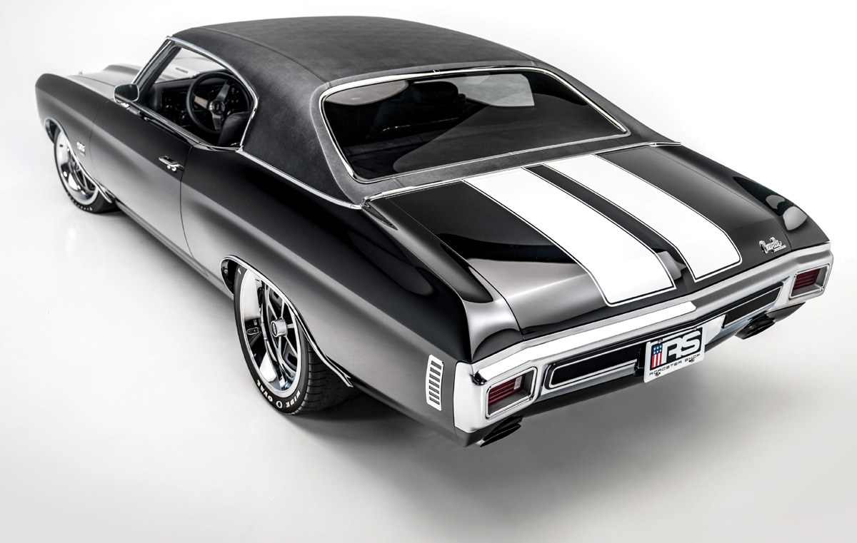 1970 Chevelle rear white stripes chrome bumper flush glass