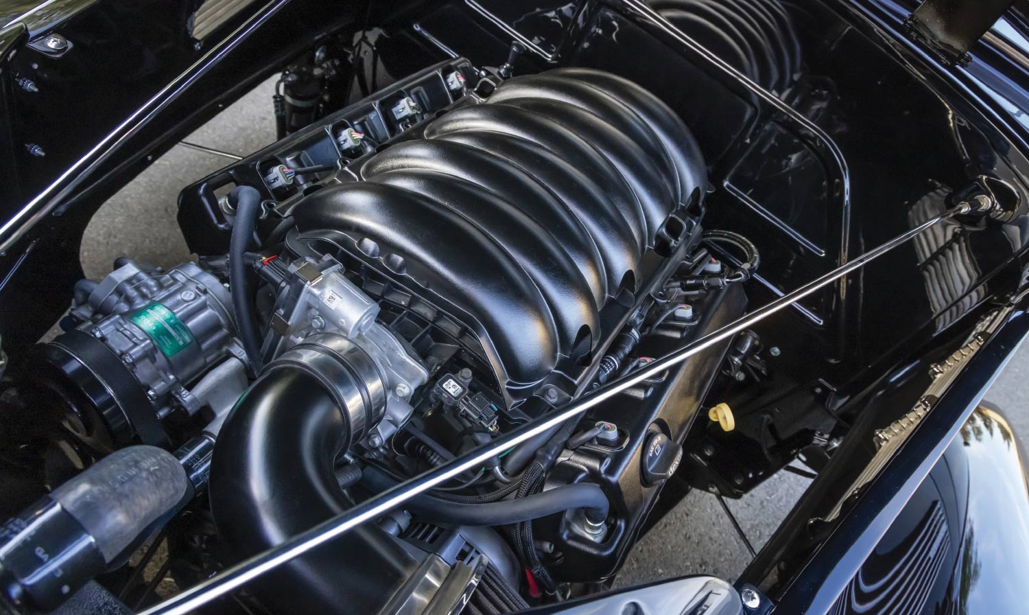 1939 Cadillac LS swap clean engine bay with modern intake manifold and accessories