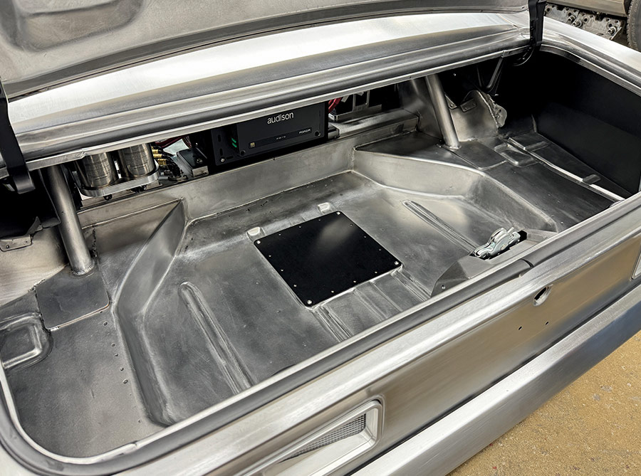 1969 Camaro trunk bare metal tub with audio system