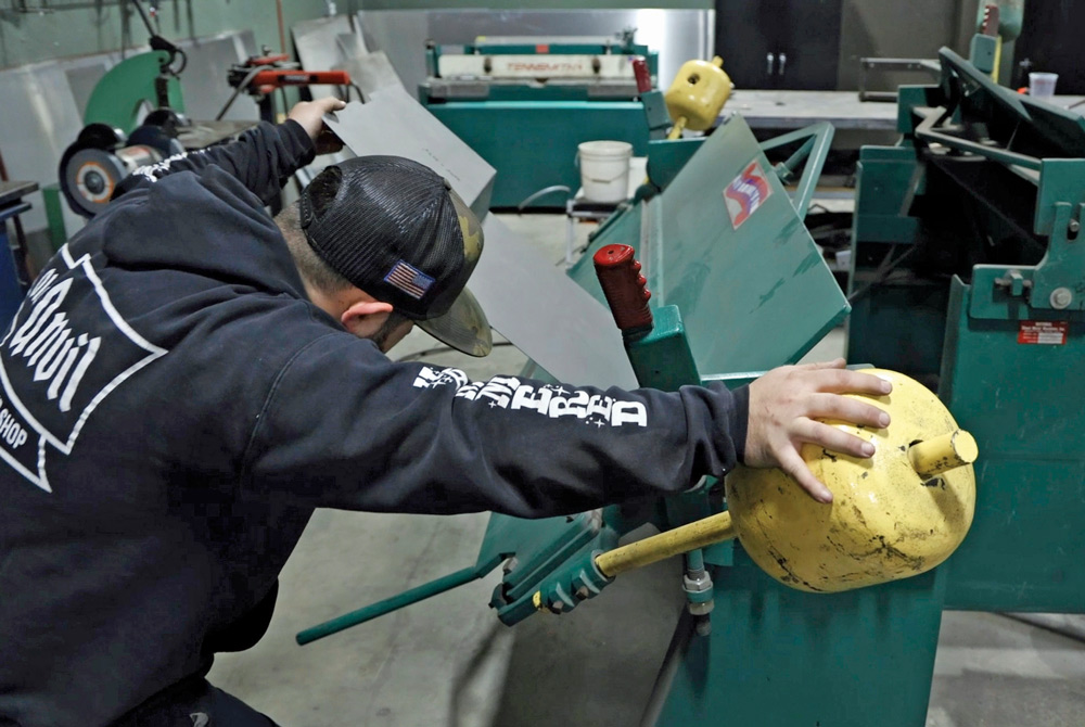 1962 Chevy convertible sheetmetal floor bent on Tennsmith box and pan brake