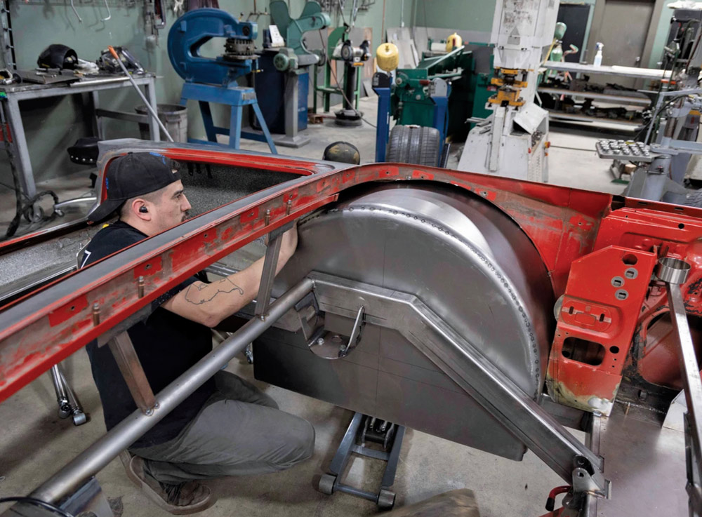 1962 Chevy convertible rear mini tub mocked up inside wheel well