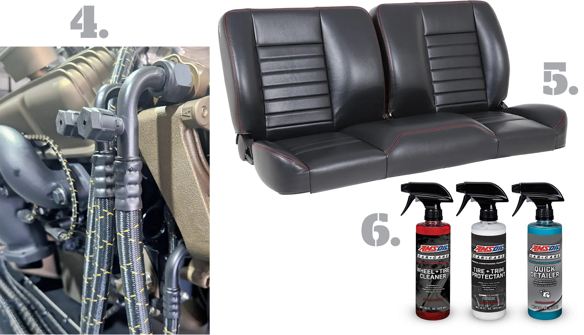 Pure Choice Stealth Braided Hoses & Fittings, TMI Products Expanded Cruiser Collection, AMSOIL Car Care Products