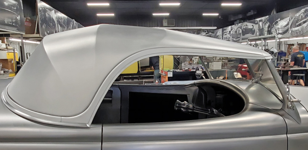 1936 Ford Roadster custom roof finished in bare metal smooth curvature handmade hot rod roof