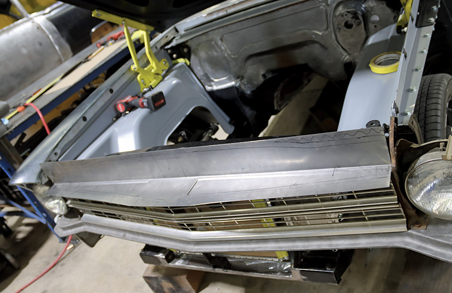 1967 chevy nova fabricated latch panel test fit grille opening