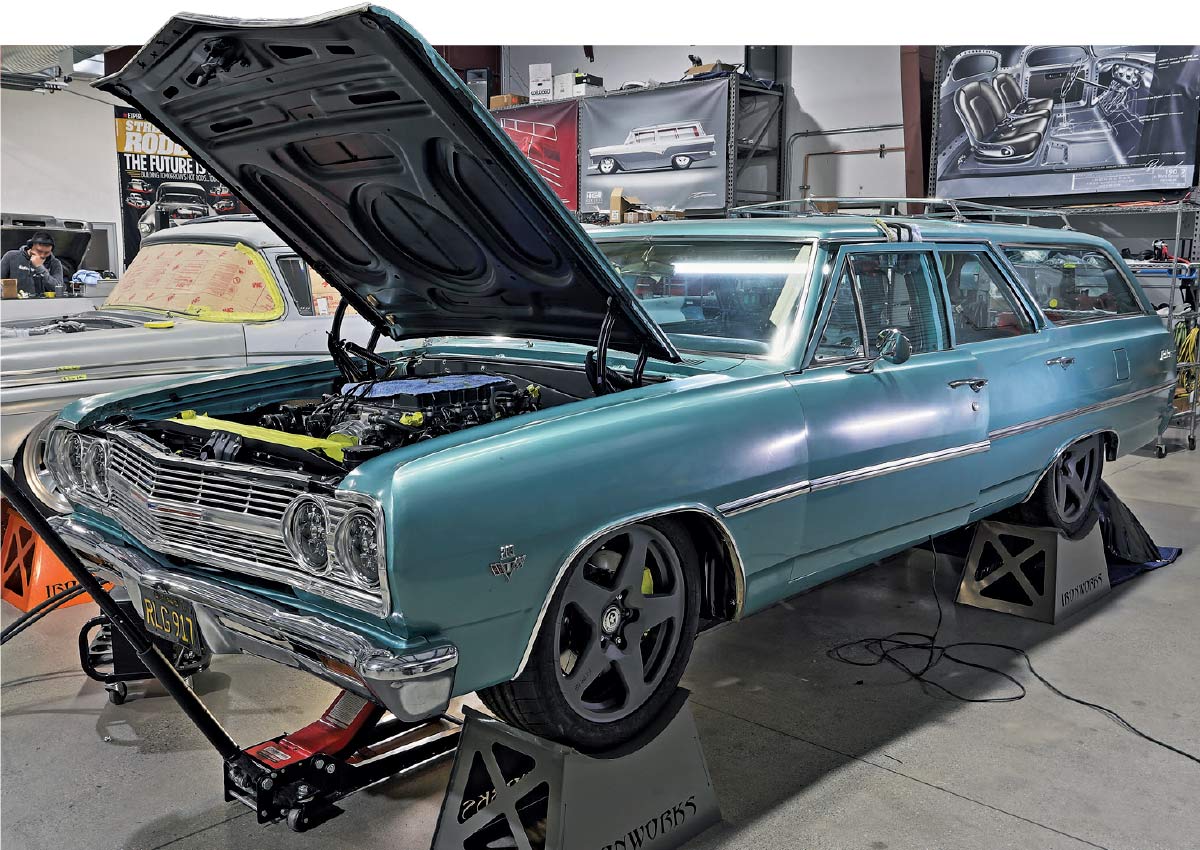 1965 chevelle wagon ls3 engine install full front end on hood open black wheels