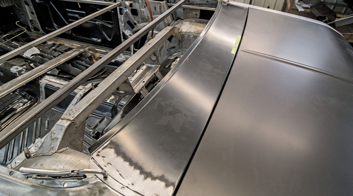 1971 challenger rear panel fitment test body bracing interior view