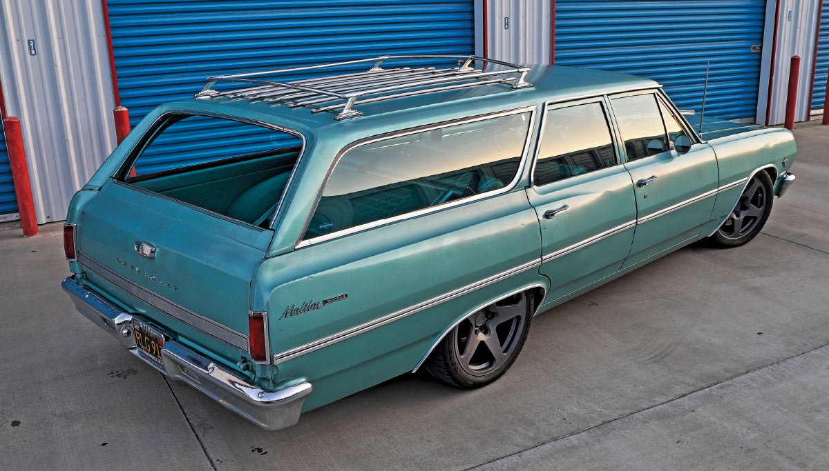 1965 chevelle wagon custom teal paint rear side view roof rack