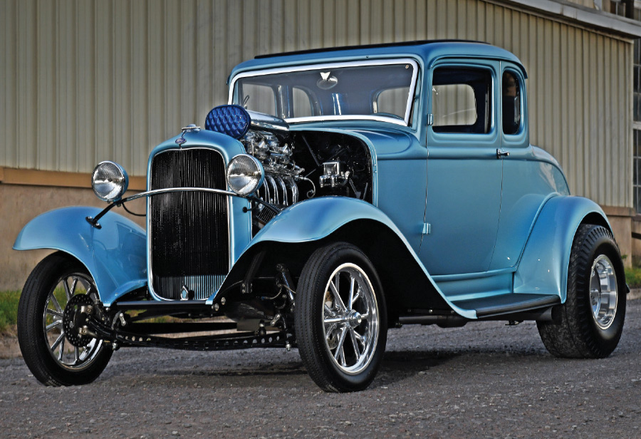 1932 Ford Five Window Coupe industrial backdrop restored classic Ford hot rod modern performance build