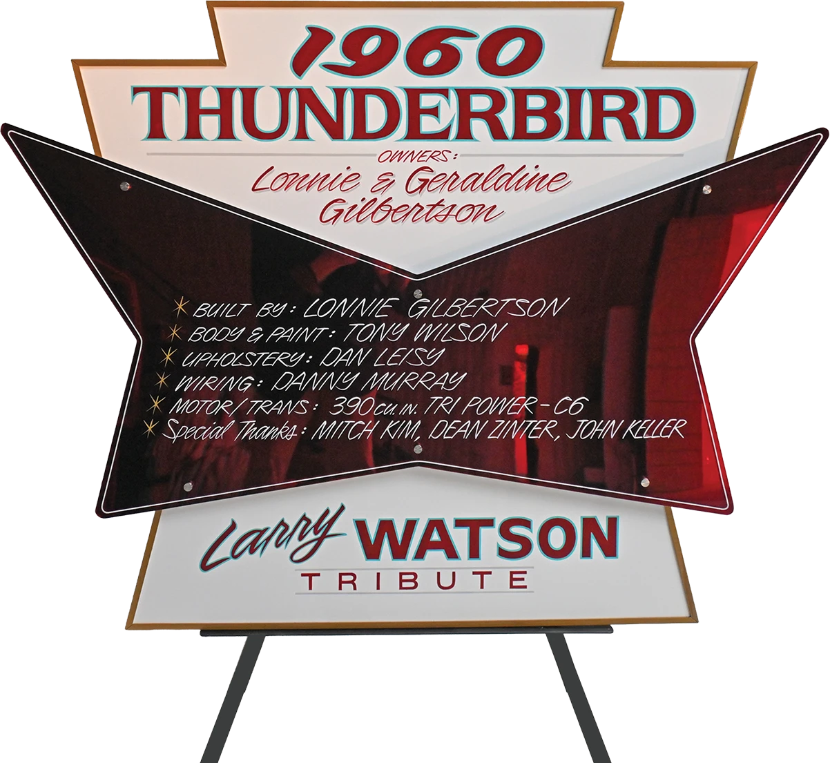 1960 ford thunderbird Larry Watson tribute show sign display