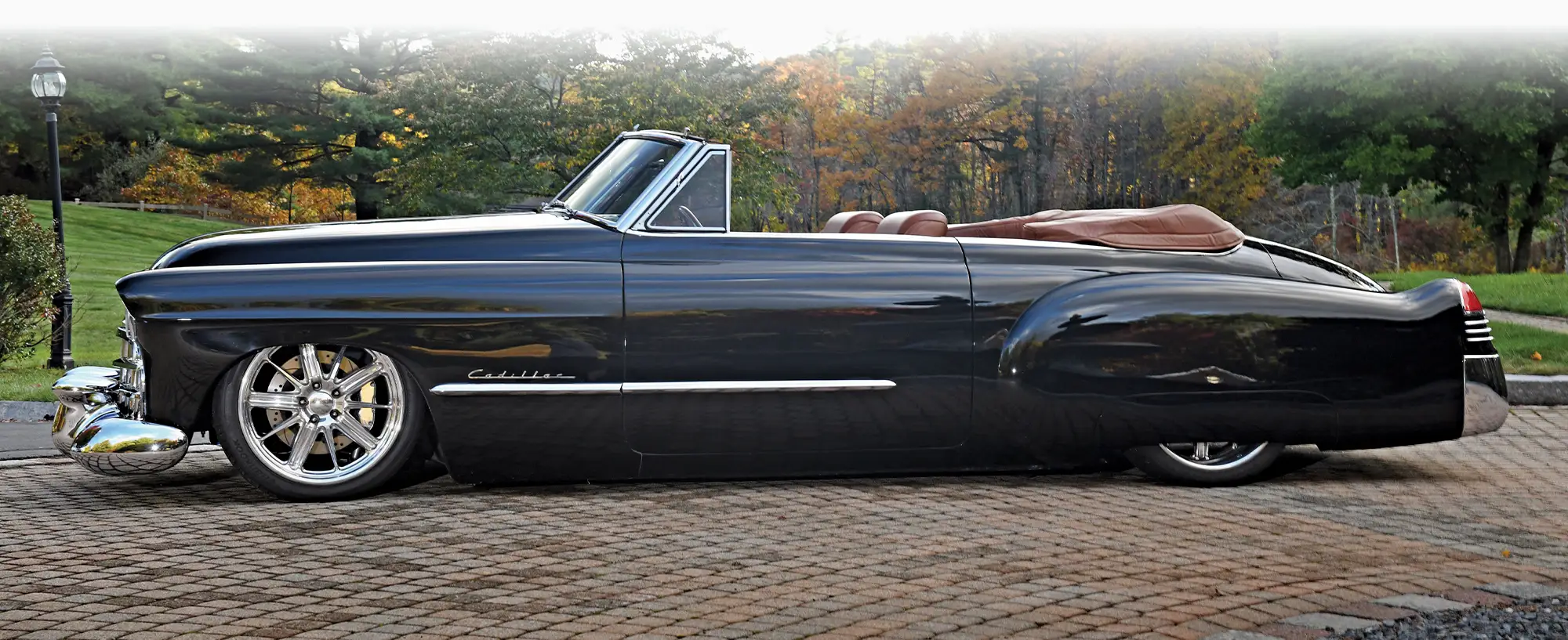 1948 Cadillac convertible low stance custom suspension modern wheels vintage luxury styling