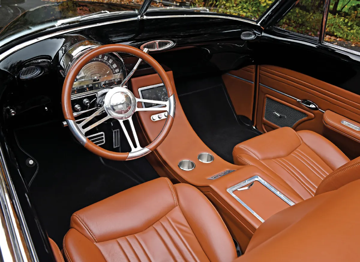 1948 Cadillac convertible driver interior classic gauge cluster modern restomod controls luxury build