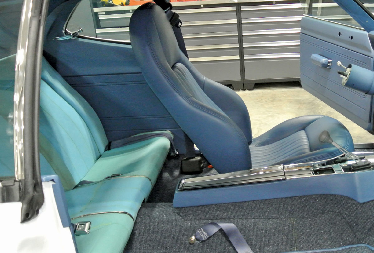 1971 plymouth duster front rear seat blue interior modern bucket install