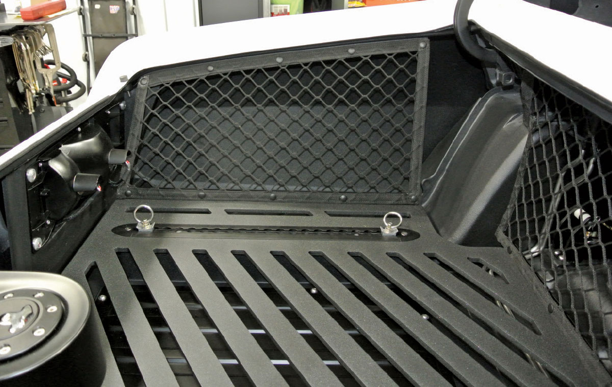 1971 plymouth duster trunk net panel tie downs installed