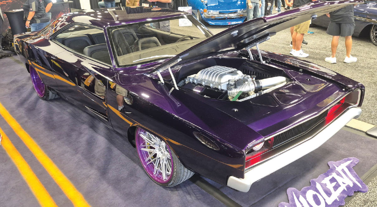 1970 dodge charger purple widebody supercharged rear three quarter