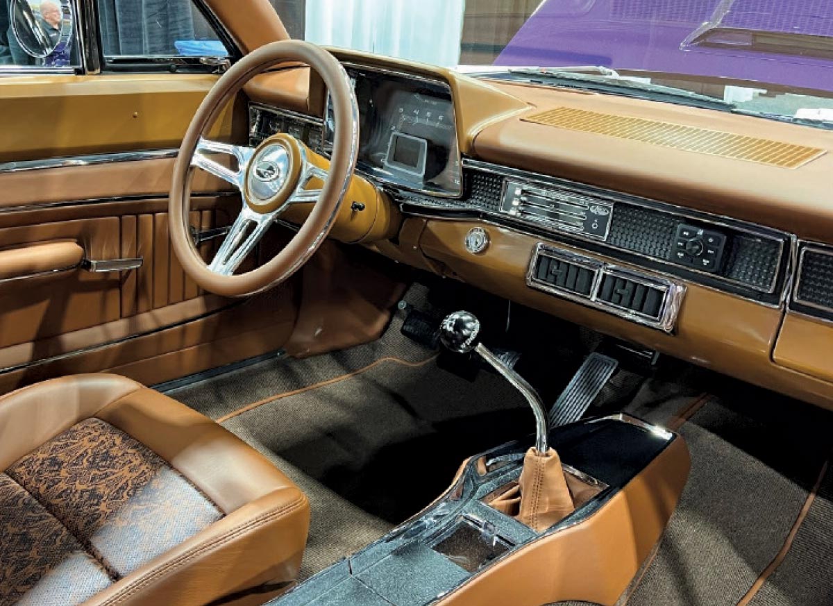 1970 dodge charger custom interior tan leather console shifter restored