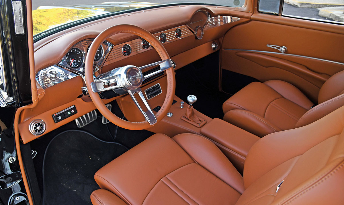 Custom interior with brown leather seats