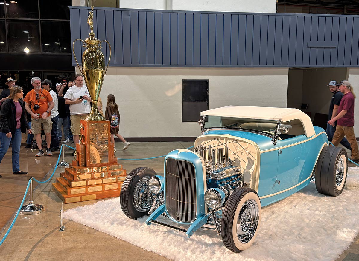 1932 Ford Roadster highly modified engine and body indoor car show
