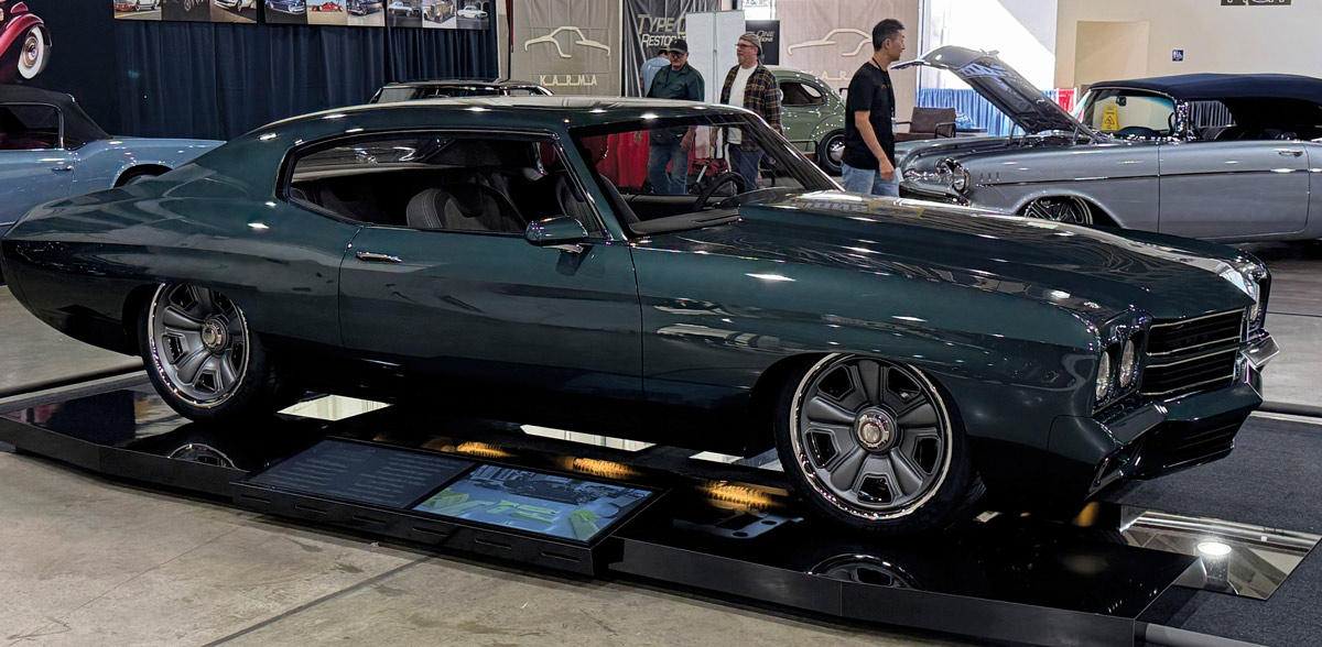 1970 Chevrolet Chevelle Dark green, custom, low profile, chrome accents, black interior, show car display