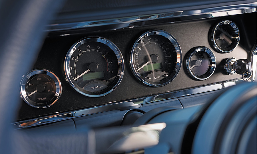 Dakota Digital HDX gauges installed in a custom dash.