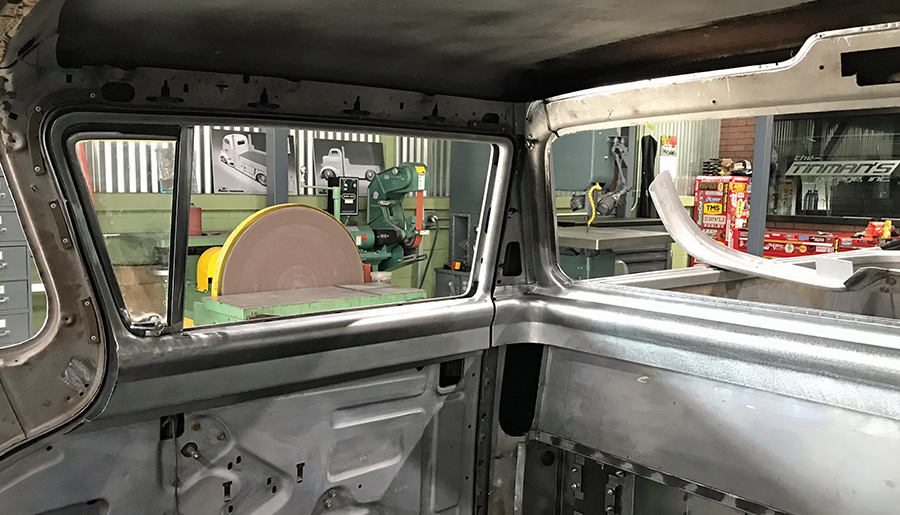 Finished rear wrap-around sheetmetal in interior.