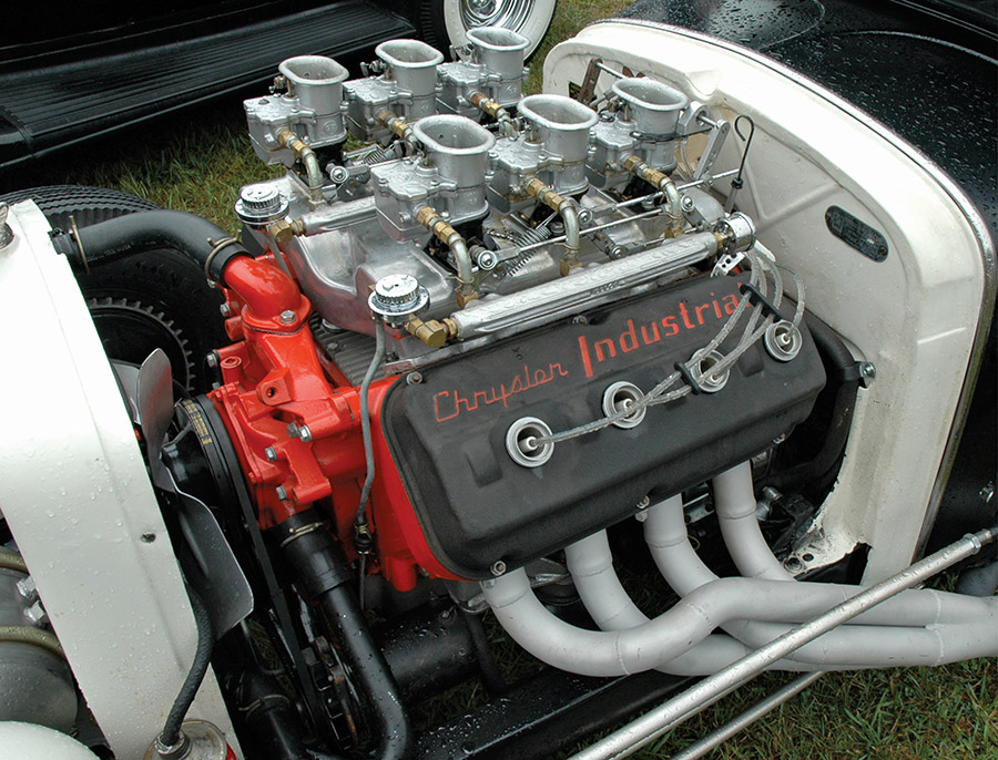 Chrysler Industrial engine with solid lifter rocker covers.