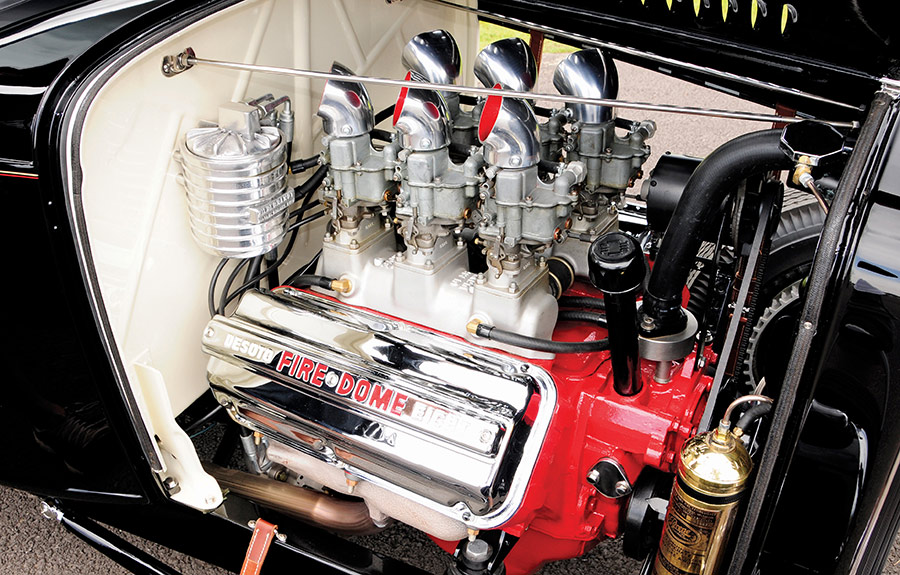 DeSoto Hemi with log-style intake and carburetors.