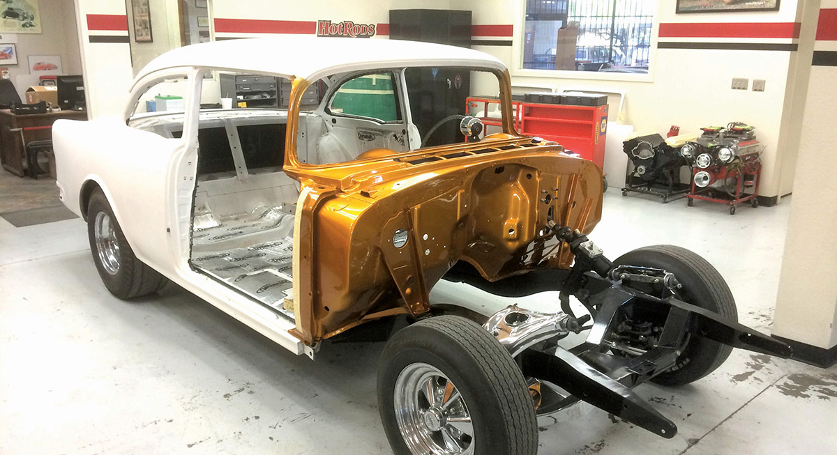 1955 Chevy reproduction body with custom C1 Corvette grille.