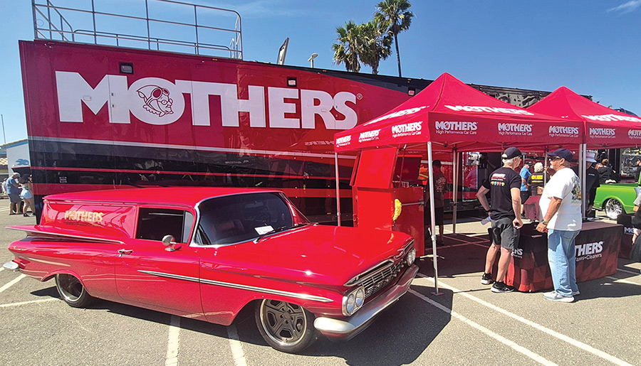 Red 1959 Chevrolet Sedan Delivery at the Mothers booth