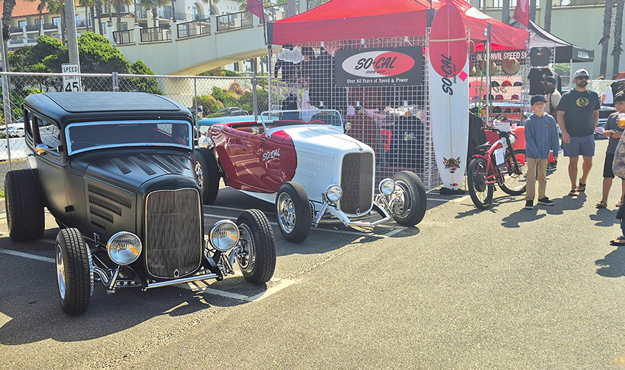 SO-CAL Speed Shop display with classic hot rods