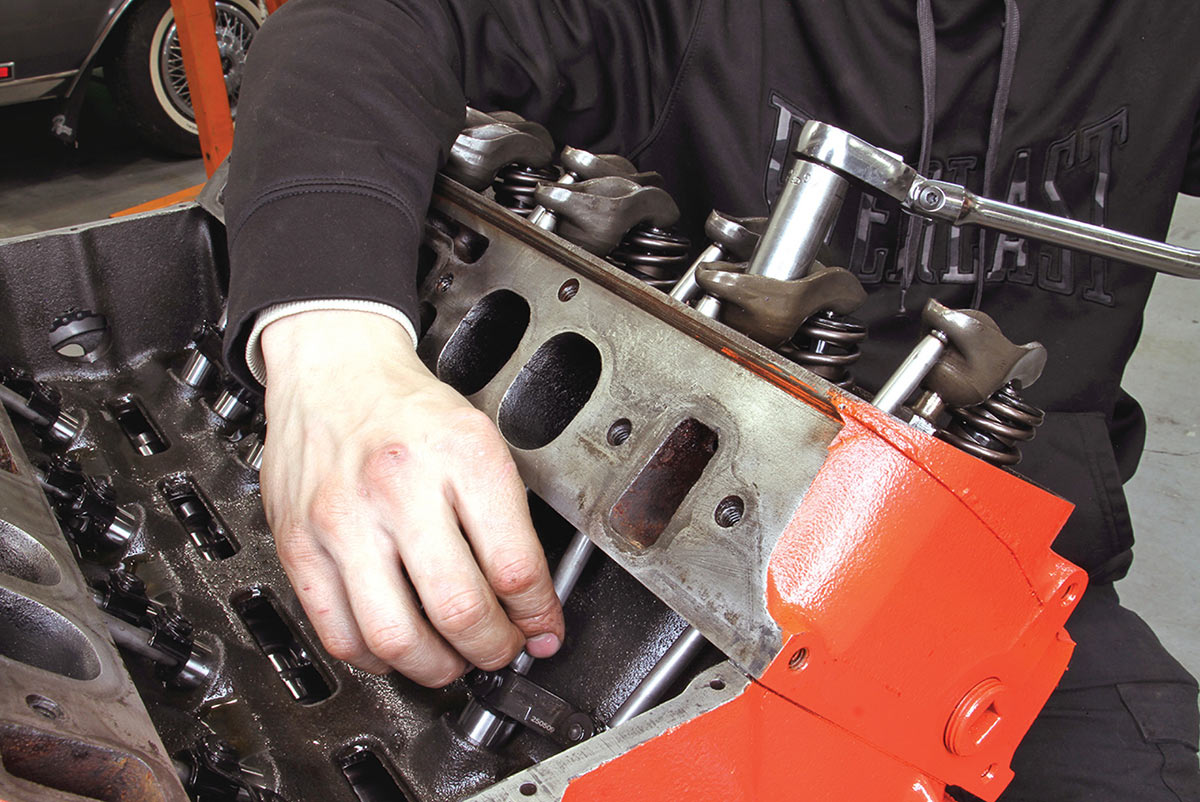 Setting valvetrain preload to zero lash on rockers.