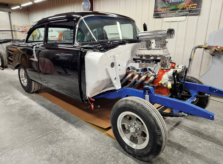 Chassis build of the 1956 Chevy Gasser giveaway car.