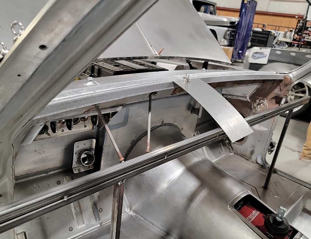 Curvature template defining curvature over dashboard brace.