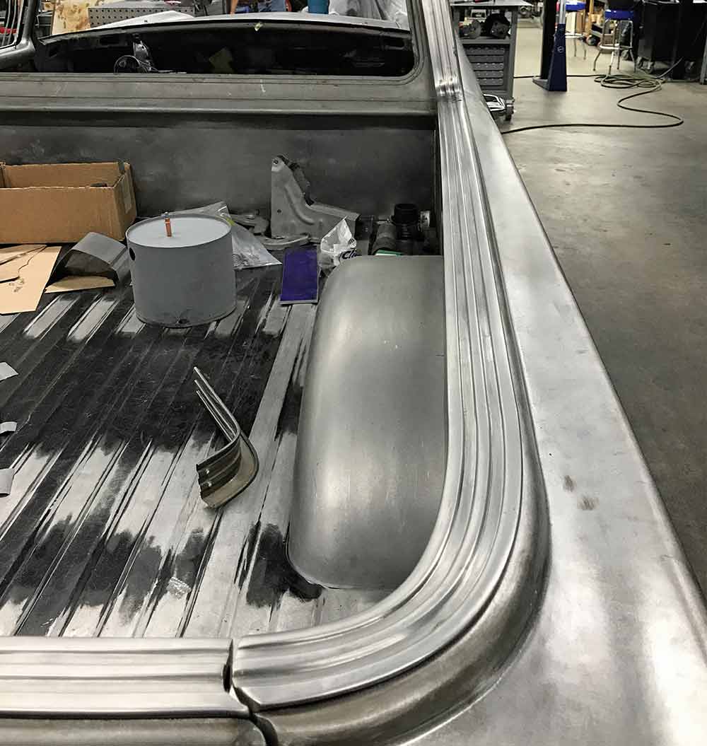 Clean, smooth look of the passenger side bed trim with hidden fasteners.