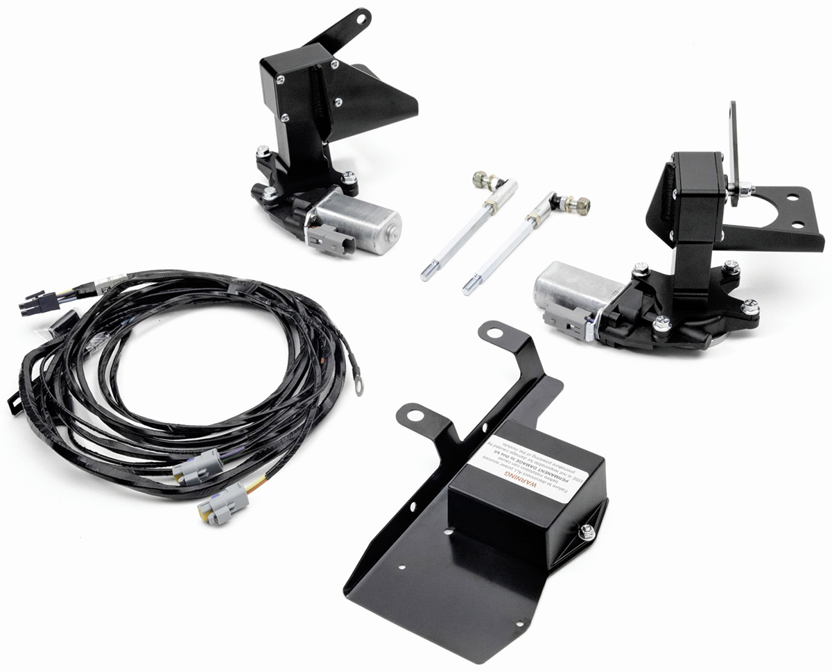 Detroit Speed electric headlight door conversion kit components.