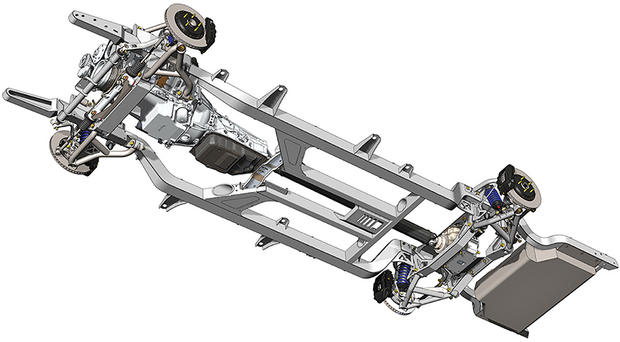 3D rendering of the Nomad’s custom independent chassis architecture.