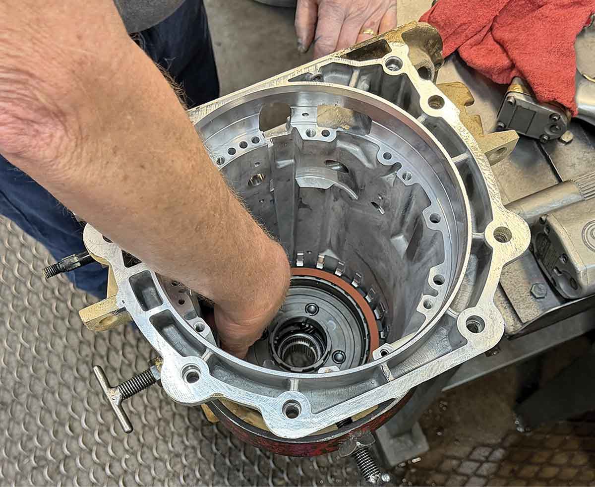 Seating low and reverse clutch plates.