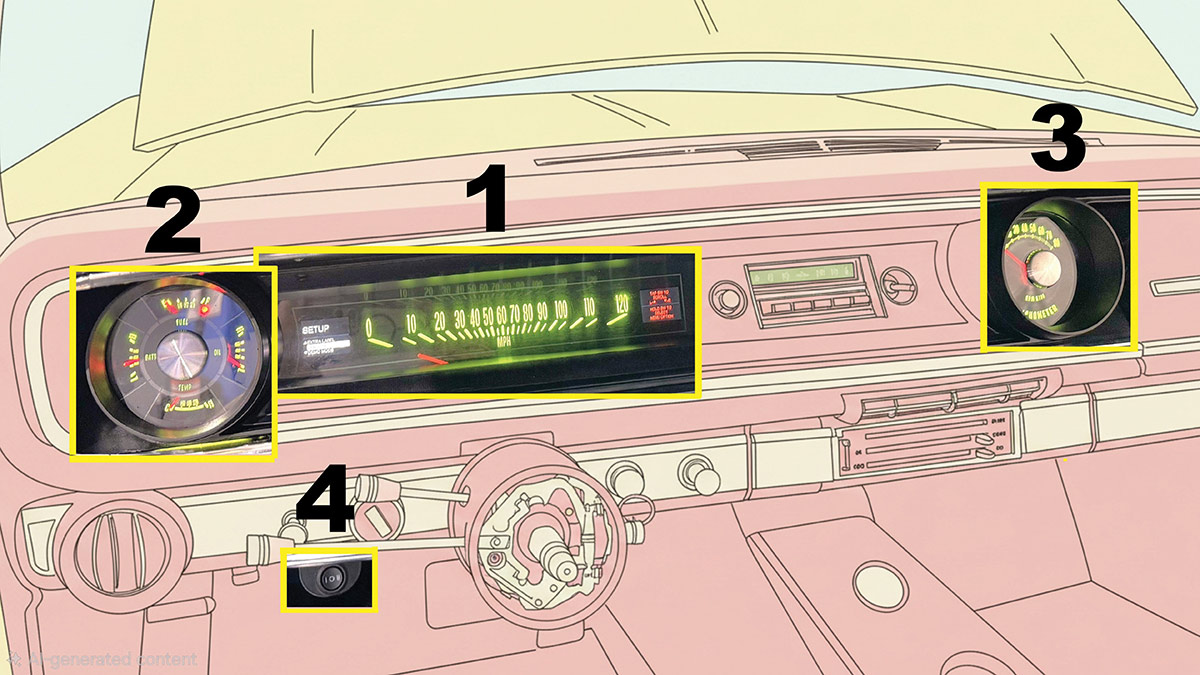 Dakota Digital RTX system components for 1965 Chevy.