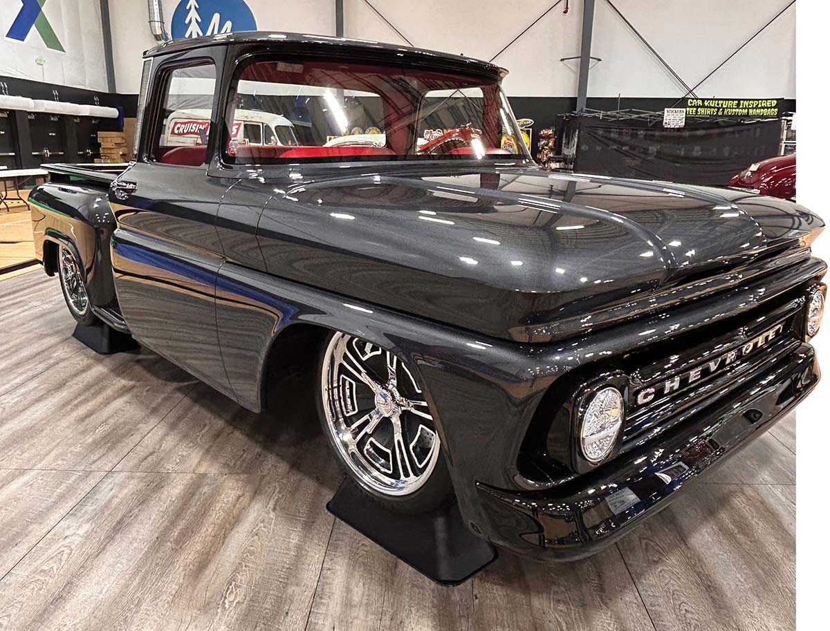 Gray big-window 1963 Chevy C10 pickup front view